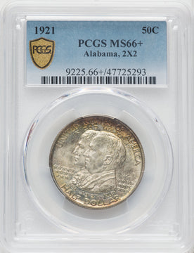 1921 50C Alabama 2X2 Commemorative Silver PCGS MS66+