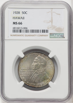 1928 50C Hawaiian Commemorative Silver NGC MS66