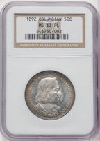 1892 50C COLUMBIAN PL Commemorative Silver NGC MS63