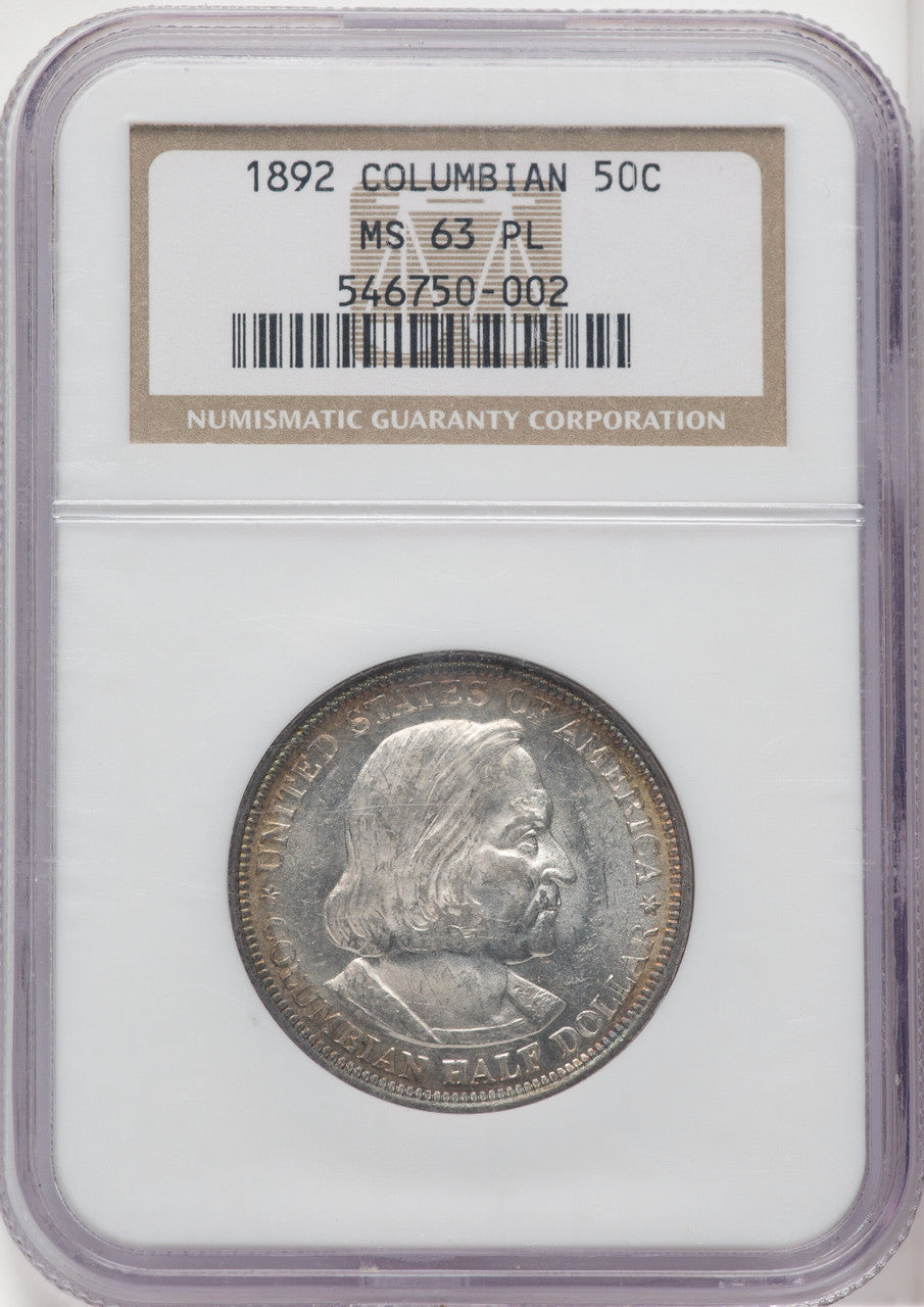 1892 50C COLUMBIAN PL Commemorative Silver NGC MS63