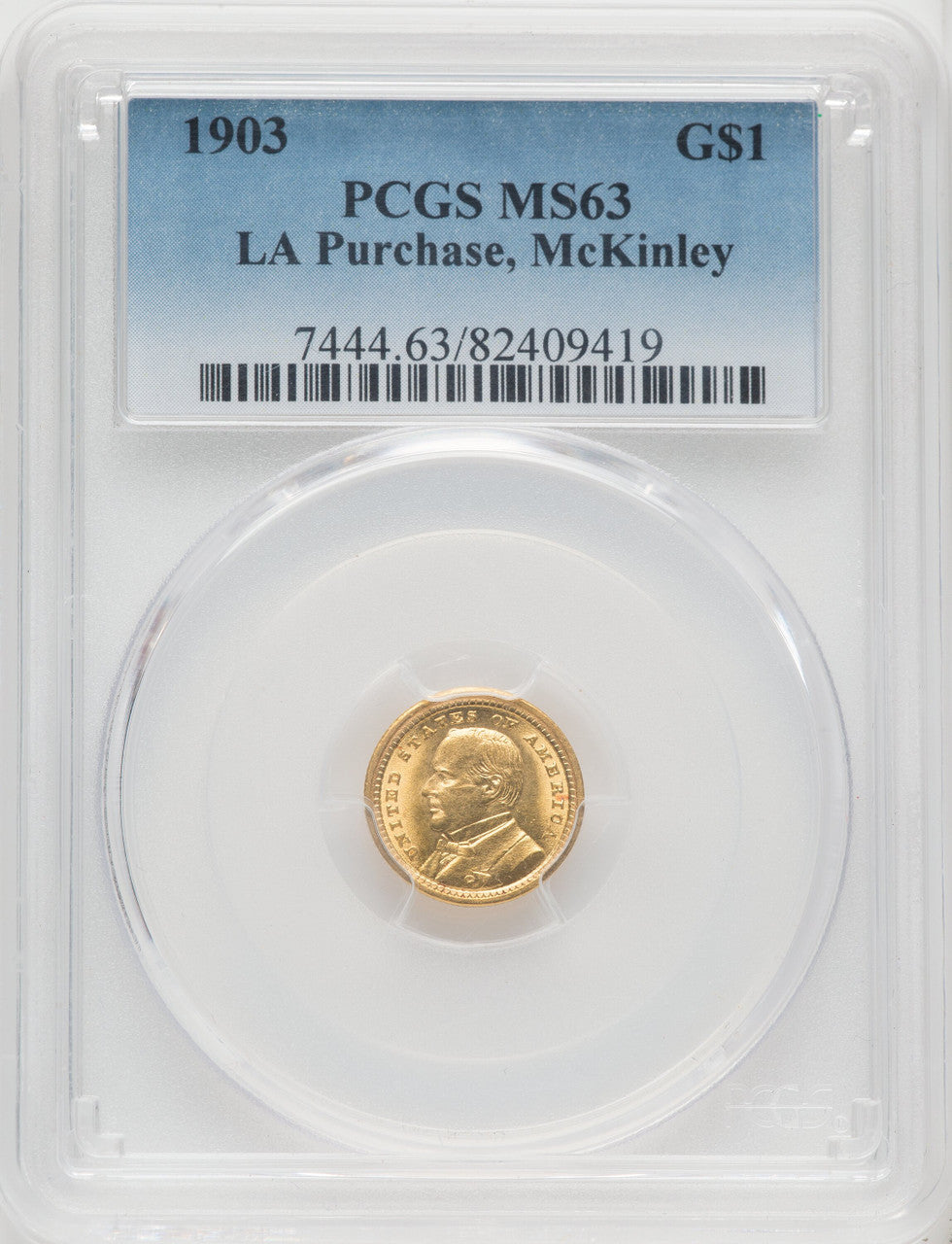 1903 G$1 MCKIN Commemorative Gold PCGS MS63