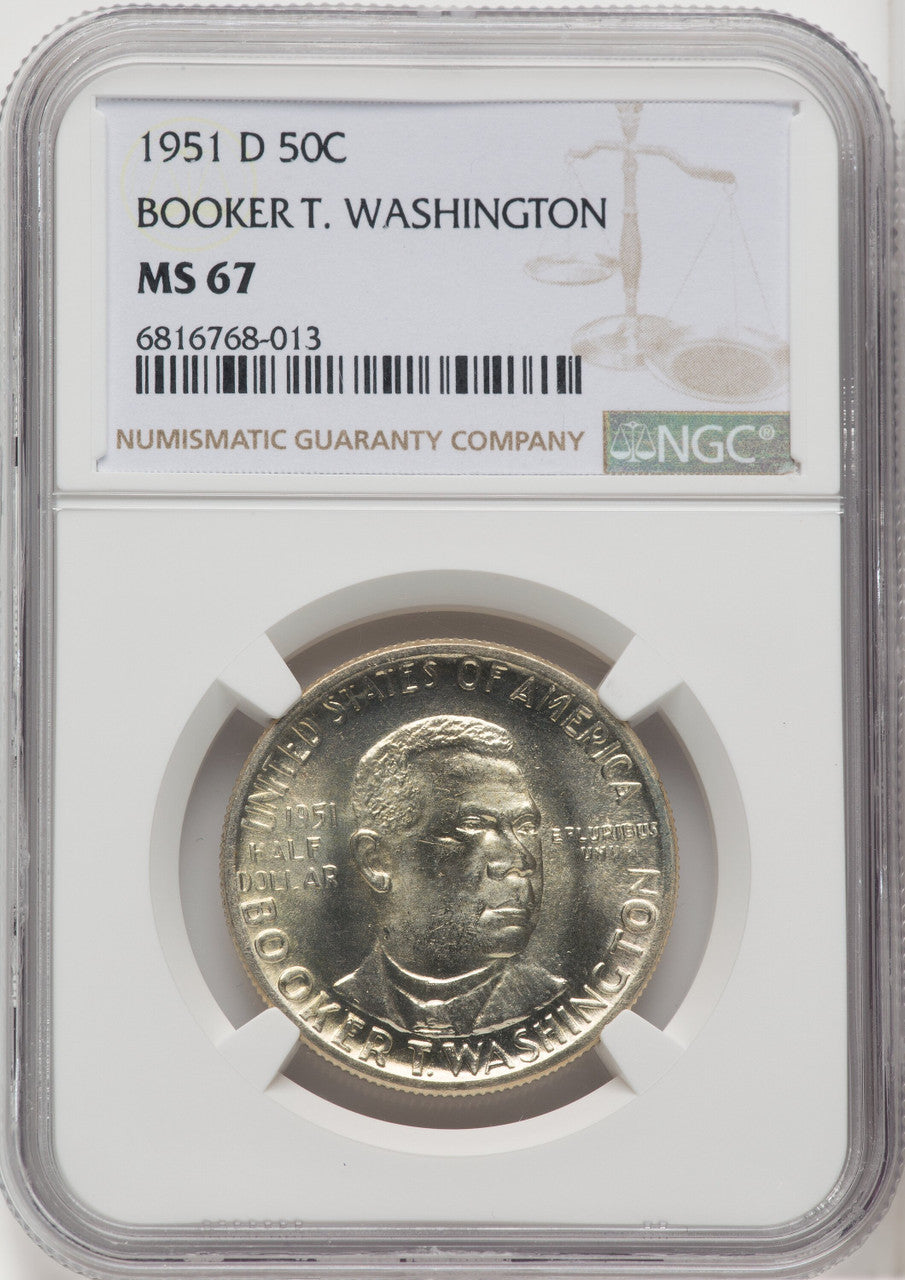1951-D 50C Booker T. Washington Commemorative Silver NGC MS67 (518925076)
