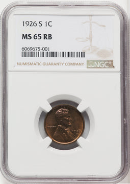1926-S 1C RB Lincoln Cent NGC MS65