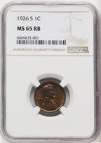 1926-S 1C RB Lincoln Cent NGC MS65