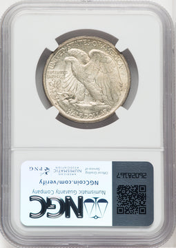 1917-D 50C REVERSE Walking Liberty Half Dollar NGC MS64