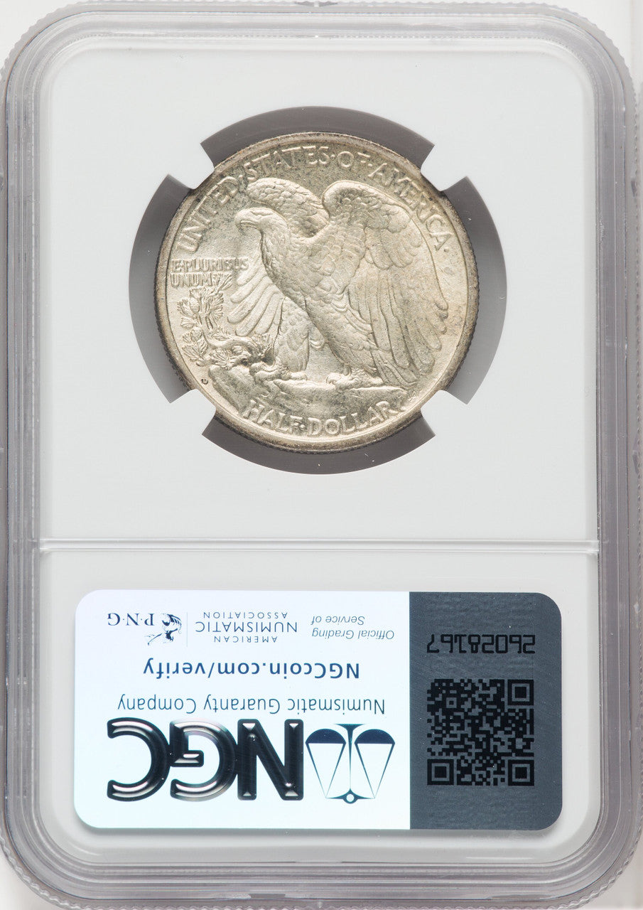 1917-D 50C REVERSE Walking Liberty Half Dollar NGC MS64