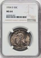 1934-D 50C Walking Liberty Half Dollar NGC MS64