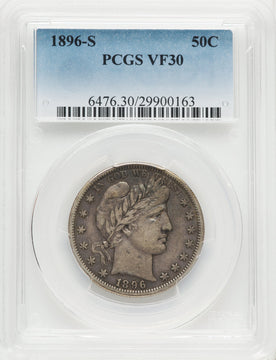 1896-S 50C Barber Half Dollar PCGS VF30
