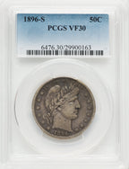 1896-S 50C Barber Half Dollar PCGS VF30