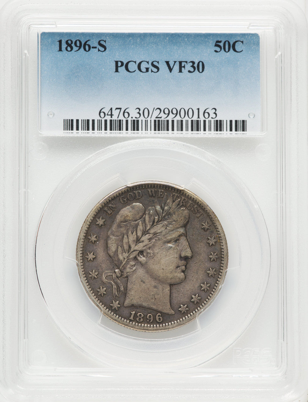 1896-S 50C Barber Half Dollar PCGS VF30