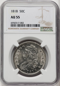 1818 50C Bust Half Dollar NGC AU55