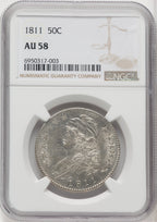 1811 50C Large 8 Bust Half Dollar NGC AU58