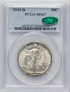 1943-D 50C CAC Walking Liberty Half Dollar PCGS MS67
