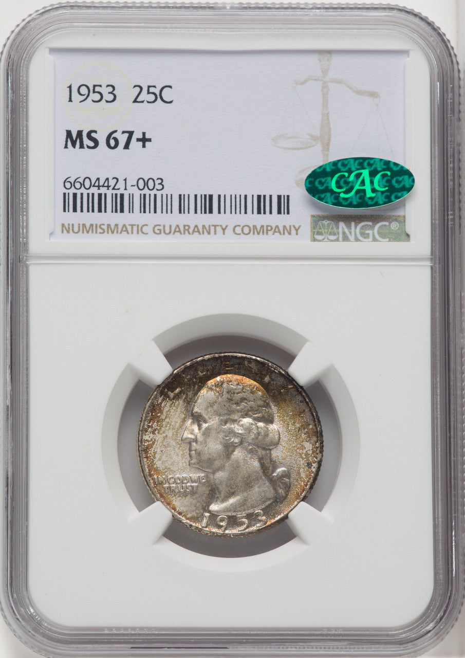 1953 25C CAC Washington Quarter NGC MS67+