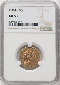 1909-S $5 Indian Half Eagle NGC AU53 (518925218)