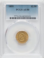 1855 $2.50 Liberty Quarter Eagle PCGS AU50