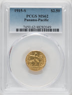 1915-S $2.50 Panama-Pacific Quarter Eagle Commemorative Gold PCGS MS62