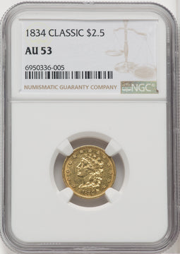 1834 $2.50 Classic Quarter Eagle NGC AU53