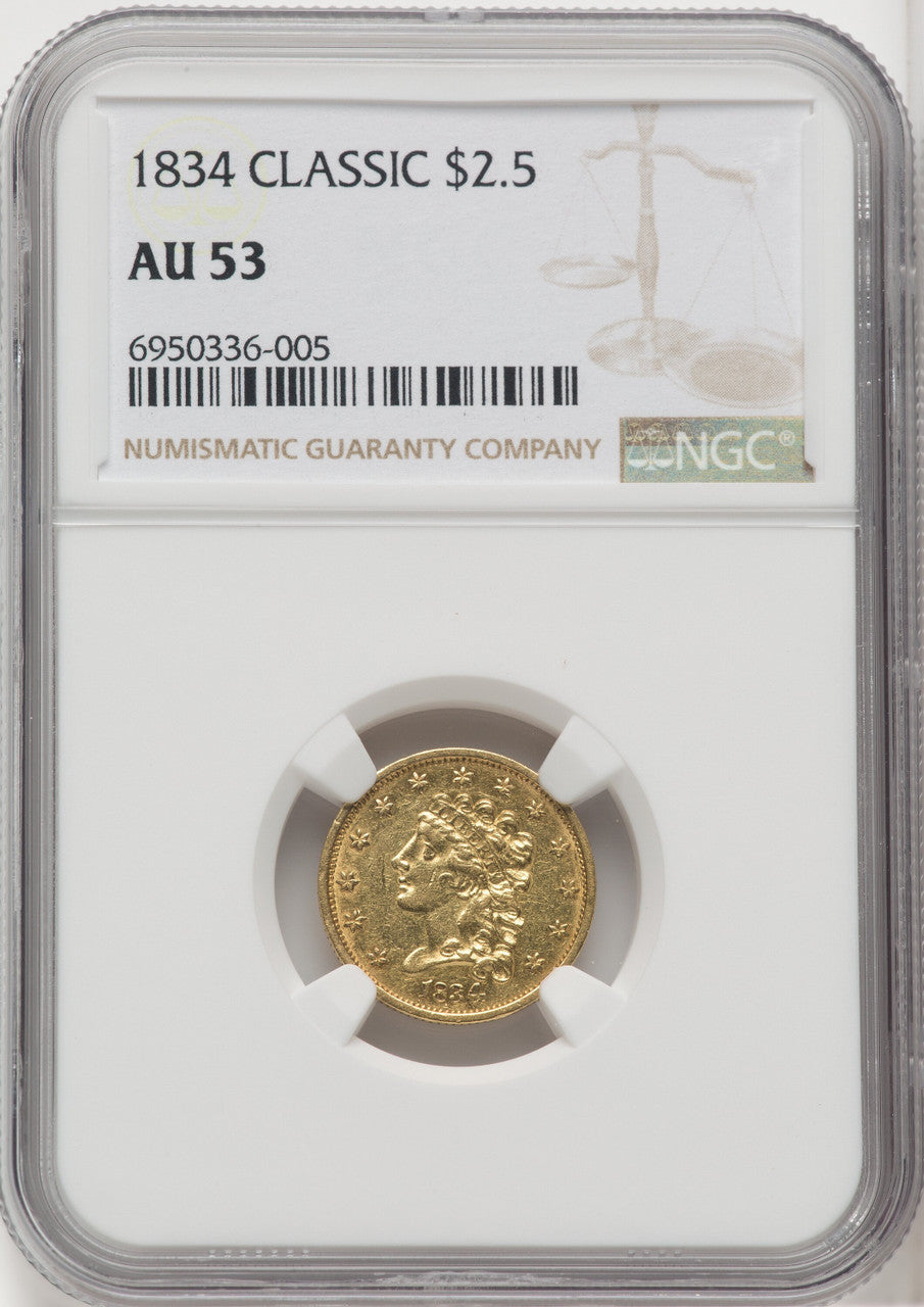 1834 $2.50 Classic Quarter Eagle NGC AU53