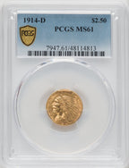 1914-D $2.50 Indian Quarter Eagle PCGS MS61