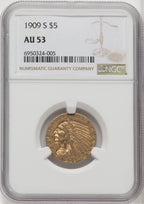 1909-S $5 Indian Half Eagle NGC AU53 (518925121)