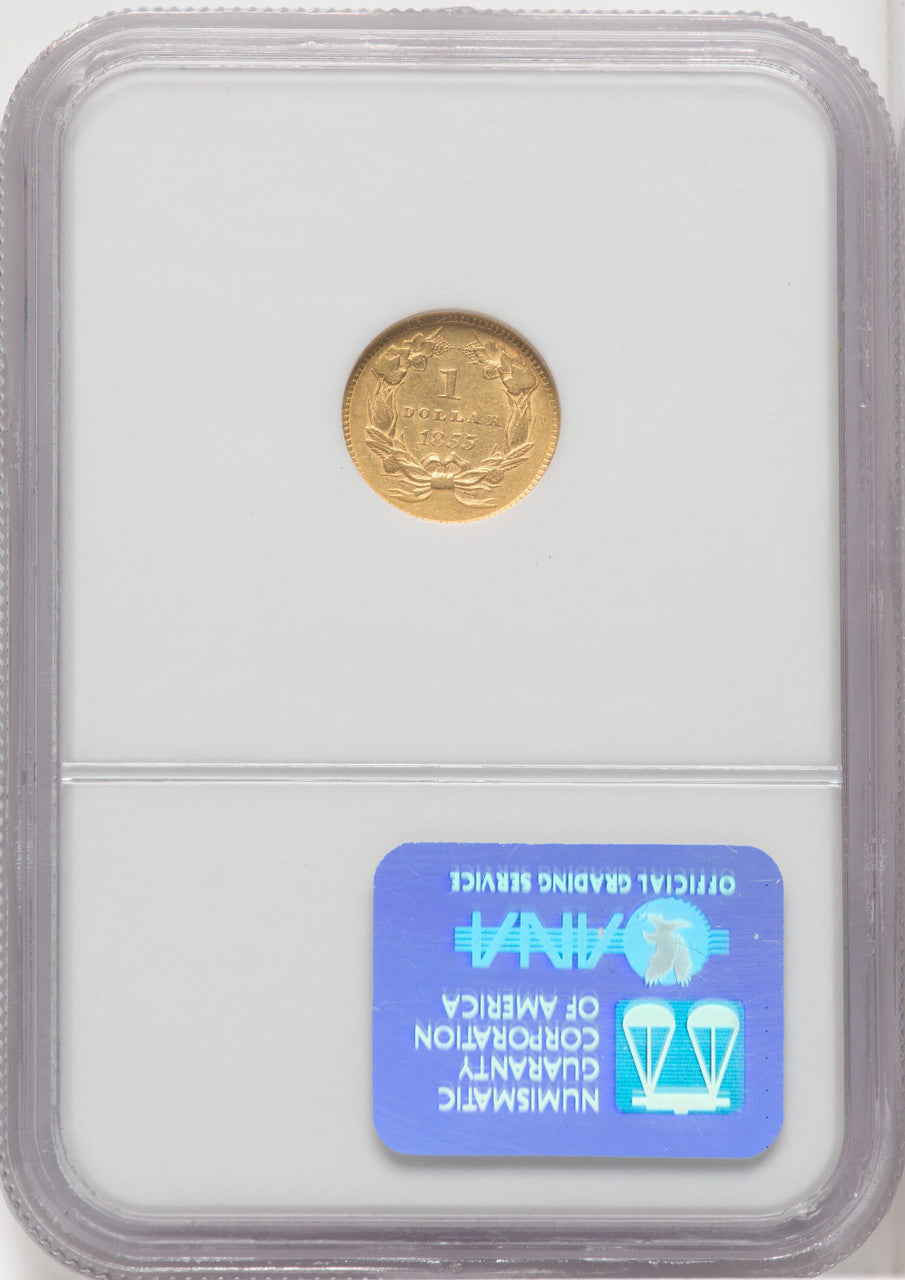 1855 G$1 Type Two Gold Dollar NGC AU58 (766569021)