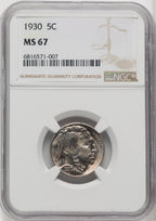 1930 5C Buffalo Nickel NGC MS67 (518925010)