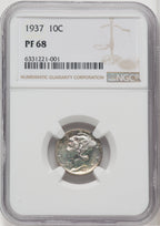 1937 10C Proof Mercury Dime NGC PR68