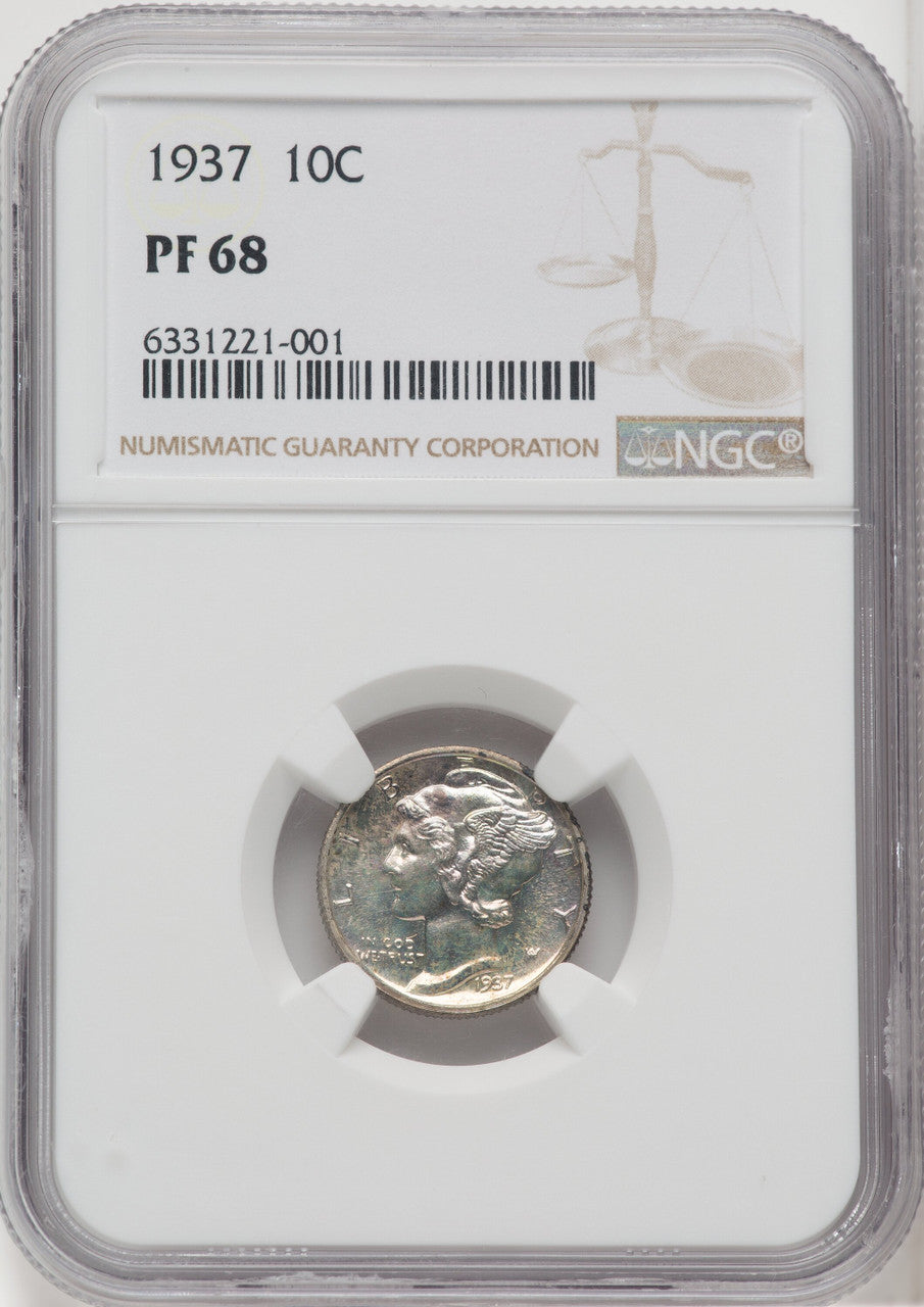 1937 10C Proof Mercury Dime NGC PR68