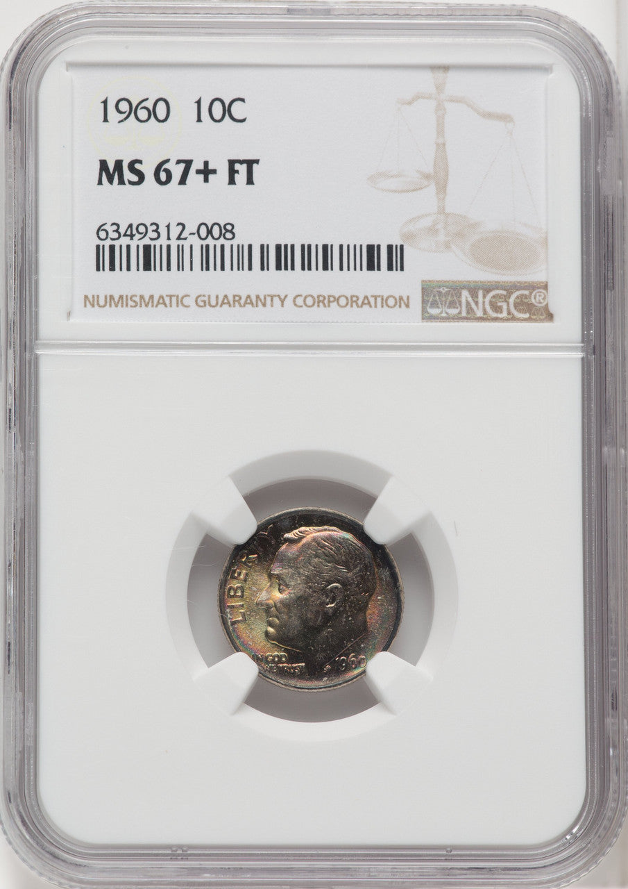 1960 10C FB Roosevelt Dime NGC MS67+