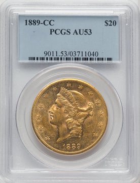 1889-CC $20 Liberty Double Eagle PCGS AU53
