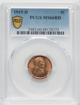 1915-D 1C RD Lincoln Cent PCGS MS66