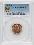 1915-D 1C RD Lincoln Cent PCGS MS66
