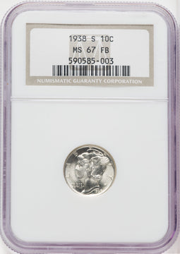 1938-S 10C FB Mercury Dime NGC MS67 (506002029)