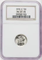 1938-S 10C FB Mercury Dime NGC MS67 (506002029)