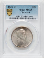 1936-D 50C Cincinnati Commemorative Silver PCGS MS67