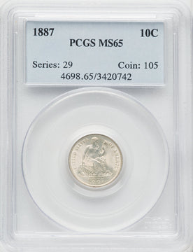 1887 10C Seated Dime PCGS MS65