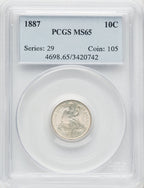 1887 10C Seated Dime PCGS MS65