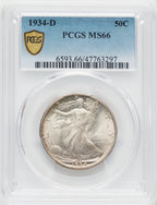 1934-D 50C Walking Liberty Half Dollar PCGS MS66