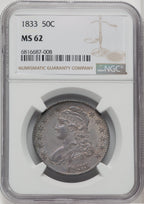 1833 50C Bust Half Dollar NGC MS62