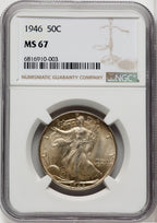 1946 50C Walking Liberty Half Dollar NGC MS67 (518925024)