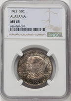 1921 50C Alabama Commemorative Silver NGC MS65