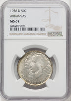 1938-D 50C Arkansas Commemorative Silver NGC MS67