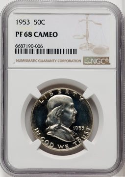 1953 50C CA Proof Franklin Half Dollar NGC PR68