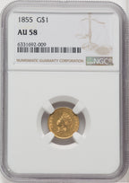 1855 G$1 Type Two Gold Dollar NGC AU58 (518925041)