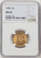 1900 $5 Liberty Half Eagle NGC MS66
