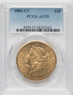 1883-CC $20 Liberty Double Eagle PCGS AU53