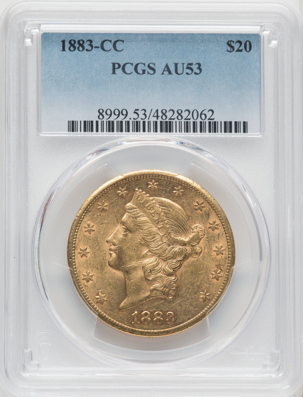 1883-CC $20 Liberty Double Eagle PCGS AU53