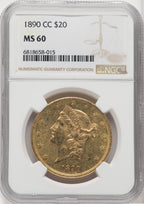 1890-CC $20 Liberty Double Eagle NGC MS60