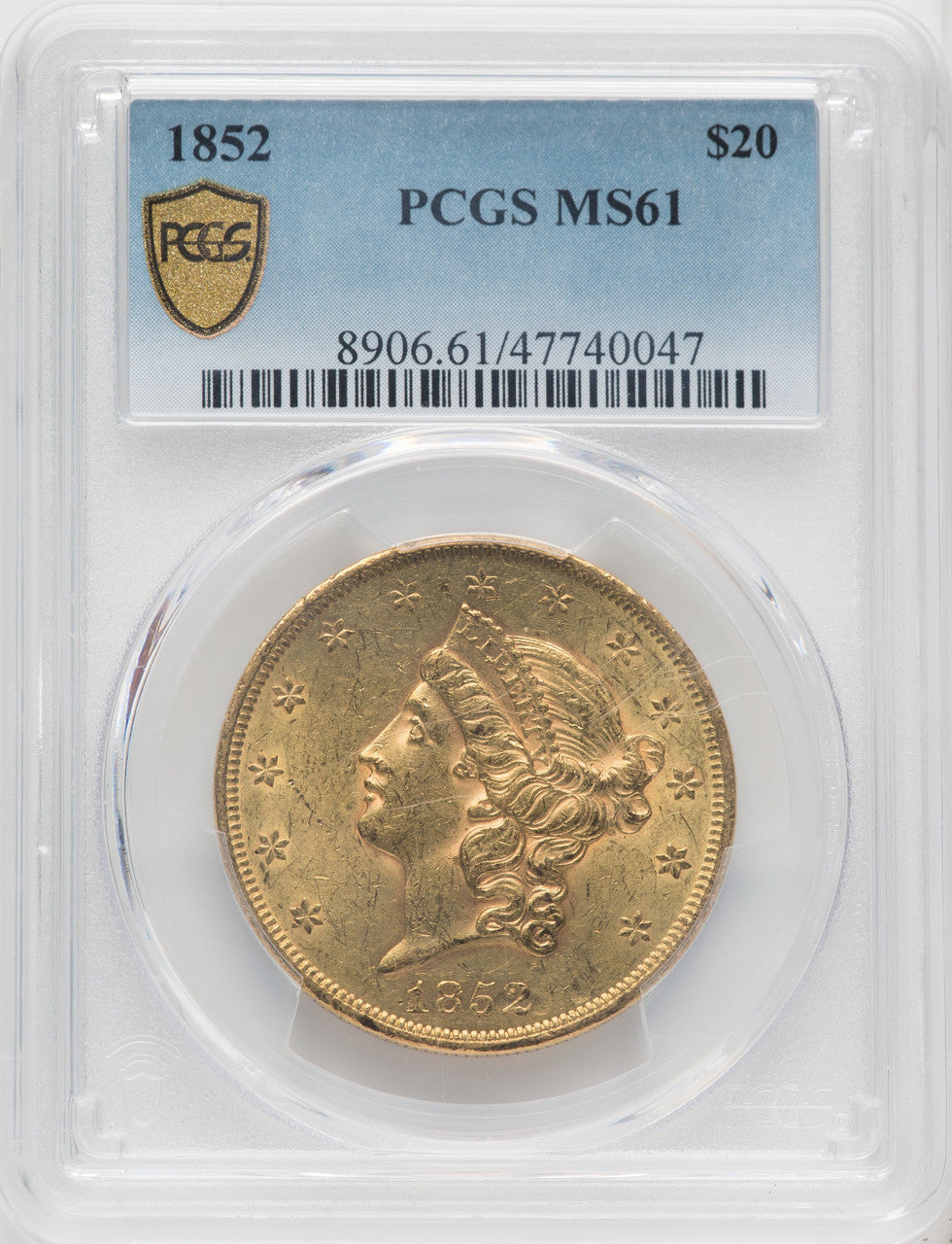 1852 $20 Liberty Double Eagle PCGS MS61